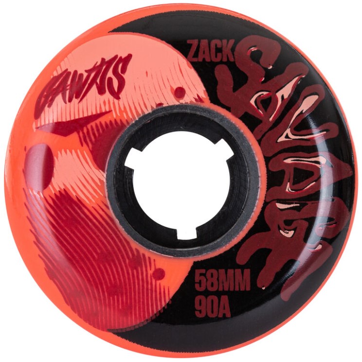 orange red aggressive wheels with a flat radius of 58 mm and durometer 90A named Zack Savage II